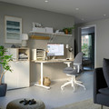 HATTEFJÄLL Office chair with armrests, Gunnared medium grey/white