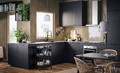 METOD / MAXIMERA High cabinet w 2 drawers for oven, black/Kungsbacka anthracite, 60x60x140 cm