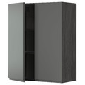 METOD Wall cabinet with shelves/2 doors, black/Voxtorp dark grey, 80x100 cm