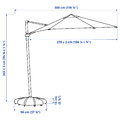 HÖGÖN / IGGÖN Parasol, hanging with base, grey/dark grey, 270 cm