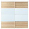 SKYTTA / MEHAMN/AULI Sliding door combination, white/white stained oak effect mirror glass, 202x205 cm