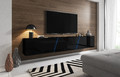 Wall-mounted TV Cabinet Slant 240, matt black/high-gloss black, LED EU