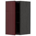METOD Wall cabinet with shelves, black Kallarp/high-gloss dark red-brown, 30x60 cm