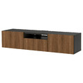 BESTÅ TV bench, black-brown/Lappviken walnut effect, 180x42x39 cm