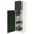 METOD High cabinet with cleaning interior, white/Havstorp deep green, 60x60x200 cm