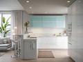 METOD Corner wall cabinet with shelves, white Järsta/high-gloss light turquoise, 68x100 cm