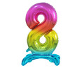 Foil Balloon Number 8 Standing, rainbow, 74cm