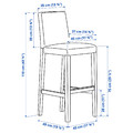 BERGMUND Bar stool with backrest, oak/Djuparp dark grey, 75 cm