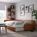 FRIHETEN / KLAGSHAMN Corner sofa-bed with storage, Faringe brown-orange