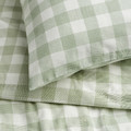EKTANDVINGE Duvet cover and pillowcase, pale grey-green white/check, 150x200/50x60 cm