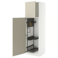 METOD High cabinet with cleaning interior, white/Havstorp beige, 60x60x200 cm