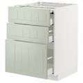 METOD / MAXIMERA Bc w pull-out work surface/3drw, white/Stensund light green, 60x60 cm