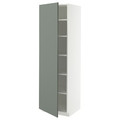 METOD High cabinet with shelves, white/Nickebo matt grey-green, 60x60x200 cm