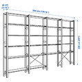IVAR 4 sections/shelves, pine, 344x30x226 cm