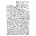 BRUDKRUSBÄR Duvet cover and pillowcase, white multicolour/floral pattern, 150x200/50x60 cm