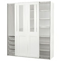 PAX / GRIMO Wardrobe with sliding doors, white/clear glass white, 200x66x236 cm