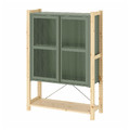 IVAR Cabinet with doors, pine/grey-green mesh, 89x30x124 cm