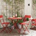 SUNDSÖ Table and 2 folding chairs, outdoor bright red/bright red, 65x65 cm