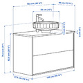 ÄNGSJÖN / LERSJÖN Wash-stnd w drawers/wash-basin/tap, oak effect/black marble effect, 102x49x79 cm