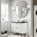 TÄNNFORSEN / TÖRNVIKEN Wash-stnd w drawers/wash-basin/tap, white/black marble effect, 102x49x79 cm