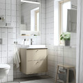 HAVBÄCK / ORRSJÖN Wash-stnd w drawers/wash-basin/tap, beige/white marble effect, 62x49x71 cm
