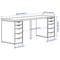 LAGKAPTEN / ALEX Desk, black-brown/white, 200x60 cm