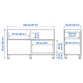 BESTÅ Storage combination w doors/drawers, white/Lappviken/Stubbarp light grey-beige, 120x42x74 cm