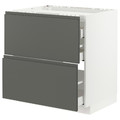 METOD / MAXIMERA Base cab f hob/2 fronts/3 drawers, white/Voxtorp dark grey, 80x60 cm