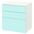 SMÅSTAD / PLATSA Chest of 3 drawers, white/pale turquoise, 60x42x63 cm