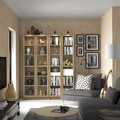 BILLY / OXBERG Bookcase comb w glass doors, oak effect, 160x202 cm