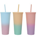 Cup with Straw Tie-Dye, orange-pink
