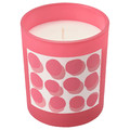 BLODBOK Scented candle in glass, Strawberry/bright pink, 45 hr