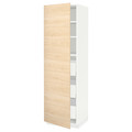 METOD / MAXIMERA High cabinet with drawers, white/Askersund light ash effect, 60x60x200 cm