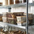 IKEA 365+ Food storage basket with lid, square metal/white bamboo, 15x15x11 cm