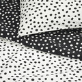 BJÖRKGRÅMAL Duvet cover and 2 pillowcases, black white/dotted, 200x200/50x60 cm