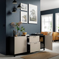 BESTÅ Storage combination with drawers, black-brown/Lappviken/Stubbarp light grey-beige, 180x42x74 cm