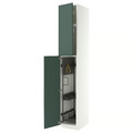 METOD High cabinet with cleaning interior, white/Aspudden dark grey-green, 40x60x240 cm