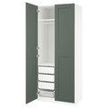 PAX / GRIMO Wardrobe combination, white/grey-green, 100x60x236 cm