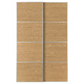 MEHAMN Pair of sliding doors, aluminium/double sided oak effect, 150x236 cm
