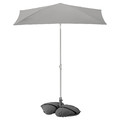 LILLEÖ / IGGÖN Parasol with base, grey/dark grey, 150x100 cm