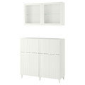 BESTÅ Storage combination w doors/drawers, white/Sutterviken/Kabbarp white clear glass, 120x42x213 cm
