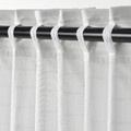 MÄSTERROT Curtains, 1 pair, white white/grid with heading tape, 145x300 cm