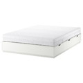 NORDLI Bed frame with storage and mattress, white/Åkrehamn medium firm, 140x200 cm