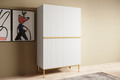 High Cabinet Sideboard Nicole, matt white, gold legs