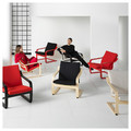 POÄNG Low-back armchair, natural colour/beige/Vissle black