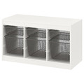 TROFAST Storage combination with boxes, white/dark grey, 99x44x56 cm