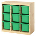TROFAST Storage combination with boxes, room divider/light white stained pine bright green, 93x44x91 cm