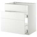 METOD / MAXIMERA Base cab f sink+3 fronts/2 drawers, white, Ringhult white, 80x60 cm