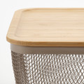 IKEA 365+ Food storage basket with lid, rectangular metal/light grey-brown bamboo, 32x21x13 cm