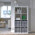 TJENA Storage box with lid, white black/dotted, 32x35x32 cm